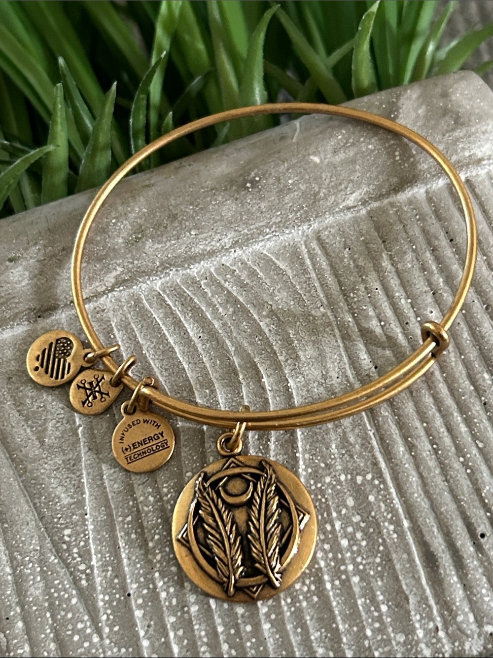 Alex & Ani Gold-Tone Godspeed Feather Charm Bangle Bracelet 2016 Grace journey